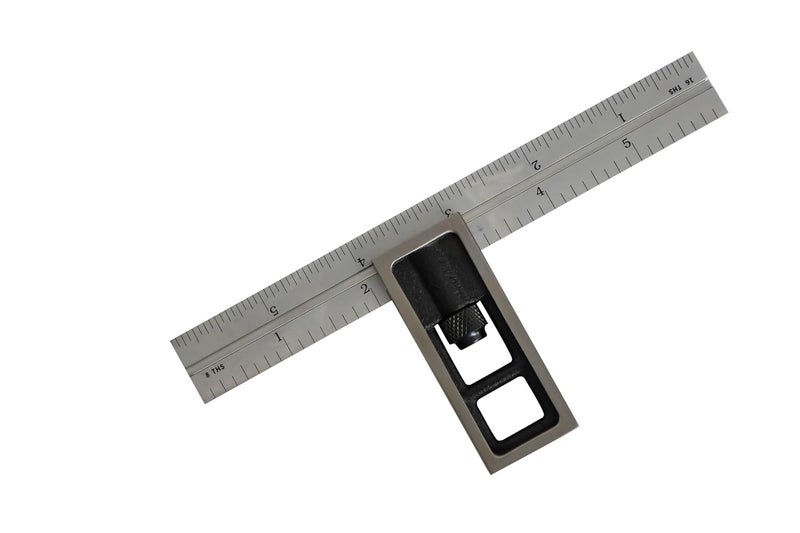 UNIPEC Precision Double Square for Metal Working and Fabrication, Carpentry, Woodworking and Machine Setup,4R Blade (8ths, 16ths, 32nds, 64ths), Hardened, Chrome Stainless Steel Blade, Made in US - Image 2